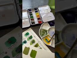 Mixing sap green using ONLY primary colors #watercolor