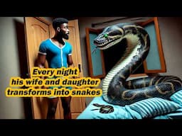 African Folk Tale▶ Every night his wife and daughter transforms into a snakes