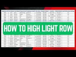 How To High Light Row Using Conditional Formatting In Excel