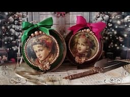 Christmas ornament DIY - Victorian vintage style - decoupage