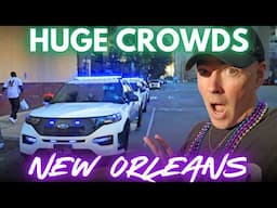 HUGE CROWDS!! New Orleans. SUPER BOWL. Police. Eagles vs. Chiefs. LIVE