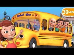 The Wheels On The Bus | we are driving in the car | ABCs 123s | Jugnu Kids Nursery Rhymes