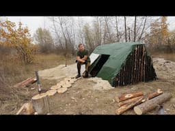 Building a shelter for survival in 7 days in the wild, shelter in the ground