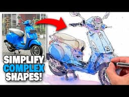 How To Simplify COMPLEX Shapes | Vespa Sketching Tutorial Step-By-Step