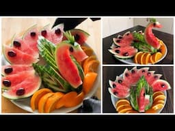 Art In Watermelon Fruit Platter - Watermelon Swan Decoration Ideas Cutting Tricks