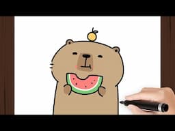 How To Draw a CAPYBARA with WATERMELON KAWAII I Easy