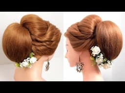 Bridal hairstyle tutorial.  High bun updo for long hair