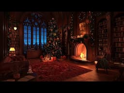 Snowy Christmas Ambience Bookstore | Wind & Crackling Fireplace