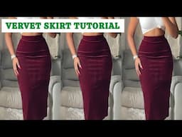 How to cut and sew a Pencil Skirt using Vervet Fabric | Beginners friendly