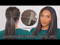 GLUELESS WIG INSTALL | BEGINNER FRIENDLY TUTORIAL |NEW INVISIBLE DRAWSTRING WIG!!!!!