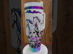 Lasered Tumbler Cowgirl and Horses