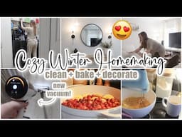 COZY WINTER HOMEMAKING // cleaning motivation + bake + decorate