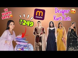 ₹249 main Designer Kurti Set from Meesho🥵| 14 kurti sets🤯😍 #meesho #meeshohaul #kurti #kurtisets