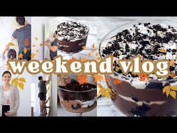 Weekend Vlog 🍂 Chocolate Trifle Recipe and Trying Peel and Stick Wallpaper