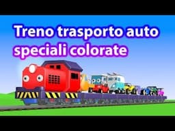 Treno trasporto auto speciali colorate  - AlexKidsTV