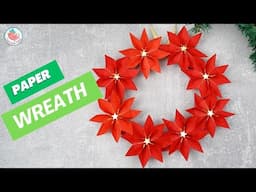 🎄 DIY Christmas Wreath Tutorial ✨ | Christmas Poinsettia Flower Wreath | Paper Craft Tutorial ✨