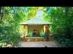 Building a Bamboo Log Cabin with Bushcraft Skills | Primitive