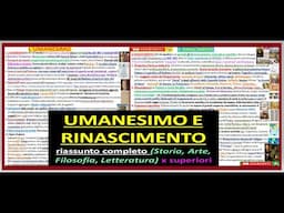 UMANESIMO E RINASCIMENTO riassunto completo (Storia, Arte, Filosofia, Letteratura) x superiori