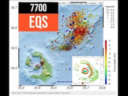 7700 Earthquakes with ground uplift recorded at Santorini Volcano area. Friday 2/7/2025