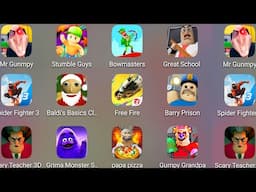 Roblox,Grumpy Gran's,Barry's Prison Run,Free Fire,Mr Grumpy,Spider Fighter 3,Santa Baldi's Basics...