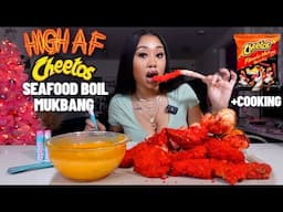 HIGH SEAFOOD BOIL COOKING AND EATING MUKBANG: HOT CHEETO KING CRAB, LOBSTER TAIL & PICKLES