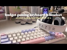 budget gaming keyboard & headset 🎮 asmr unboxing 🎀 ZiFriend ZA68 & Razer Blackshark V2 X