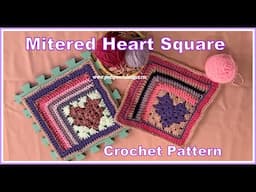 Mitered Heart Granny Square Crochet Pattern