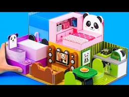 Build Pretty 5 Color House in Panda Bear Style From Cardboard - DIY Miniature House #88