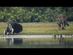 Jaguar and Giant Anteater Standoff Ends With a Twist