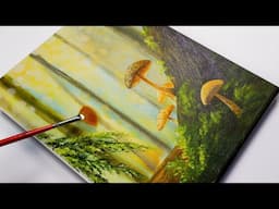 Autumn Mushroom Painting 🍄 How to Paint Mushrooms | Acrylic Painting for Beginners