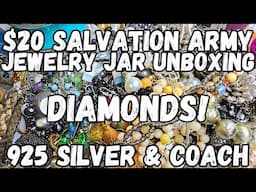 DIAMONDS! 💎 925 SILVER & COACH! Salvation Army Jewelry Jar Unboxing #jewelryunboxing #jewelryjar