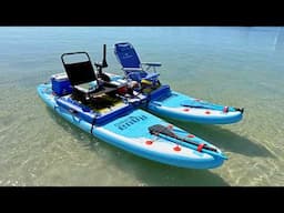 Inflatable Platform to Join 2 SUPs into Catamaran. Convert paddle boards into an Electric Catamaran!