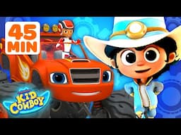 Blaze and Kid Cowboy's Ultimate Rescue Missions! 🚗🤠 w/ AJ & Luna | Blaze and the Monster Machines