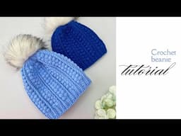 How To Crochet Beautiful Winter Beanie/STEP by STEP pattern/FREE crochet hat tutorial