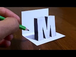 3d trick art paper, letter M