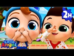 The Body Part Song | Little Angel | 🚌Wheels on the BUS Songs! | 🚌Nursery Rhymes for Kids