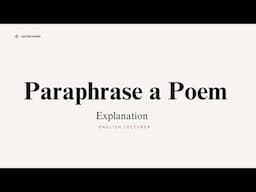 How to Paraphrase a poem? #textbooksolutions