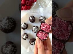 Healthier Dessert Idea: 4-ingredient Chocolate Raspberry Bites🩷 #easyrecipes #healthydesserts