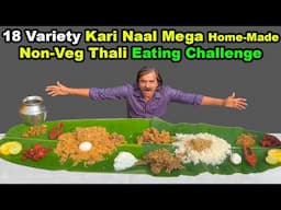 18 Variety Kari Naal Mega Home Made Non-Veg Thali Eating Challenge | Pongal Special Virunthu 🤩🔥