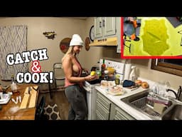 EARLY ICE FISHING CATCH AND COOK AT THE CABIN!!! (Sight Fishing!!!)