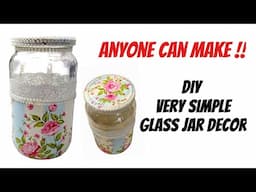 Very simple glass jar decor that anyone can make / Decoupage on glass