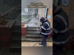 Grimy stairs pressure washing #pressurewashing #stairs