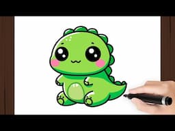 How To Draw a CUTE DINO KAWAII EASY