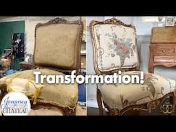 Antique Chair Restoration Transformation - Repair and Final Upholstery