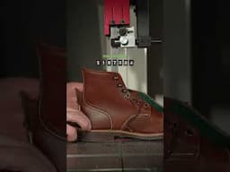 Cutting a pair of fake Red Wing Iron Rangers in half