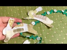 Use fabric scraps to make easy patchwork slow stitch rabbit bunting | fun slow stitching project