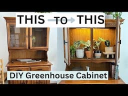 Houseplant Greenhouse Cabinet Set Up, Convert Hutch Into Plant Display With Grow Lights