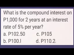 What is the COMPOUND INTEREST on P1,000 for 2 years at an interest rate of 5% per year?