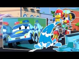 EVIL ROBOT freezes the RESCUE TEAM! Help, SUPER FIRETRUCK! - Robot & Fire Truck Transform