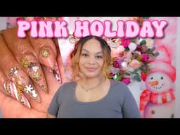 PINK HOLIDAY NAILS 💕❄️ HOW TO: HARD GEL NAILS